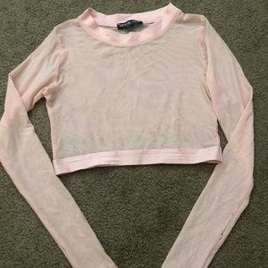 Pink Mesh Crop Top by Fashion Nova